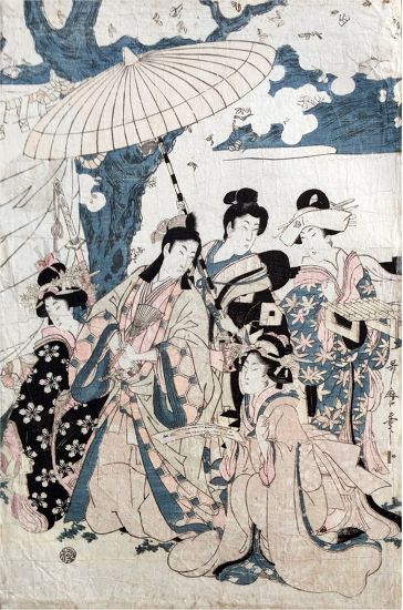 Reading a Message Outdoor by Kitagawa Utamaro